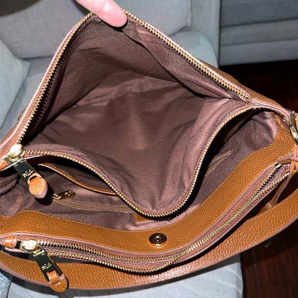 Lauren Ralph Lauren $498 Pebble Leather Doublr Zip  Hobo Shoulder Bag - Picture 11 of 17